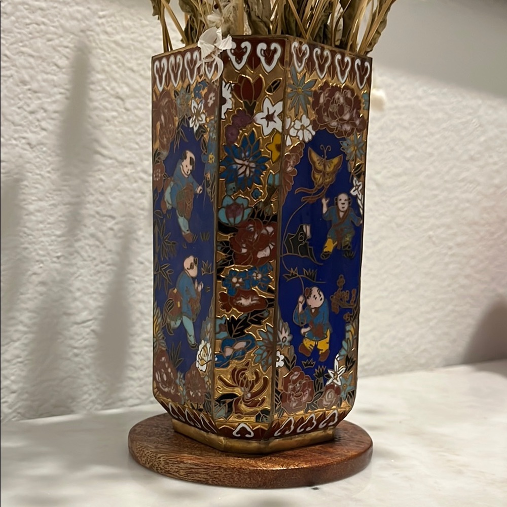 Elegant Bronze Cloisonné Enamel Vase